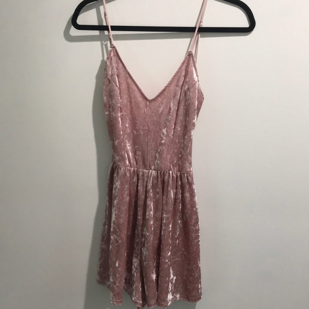 Pink Velvet Romper Pacsun